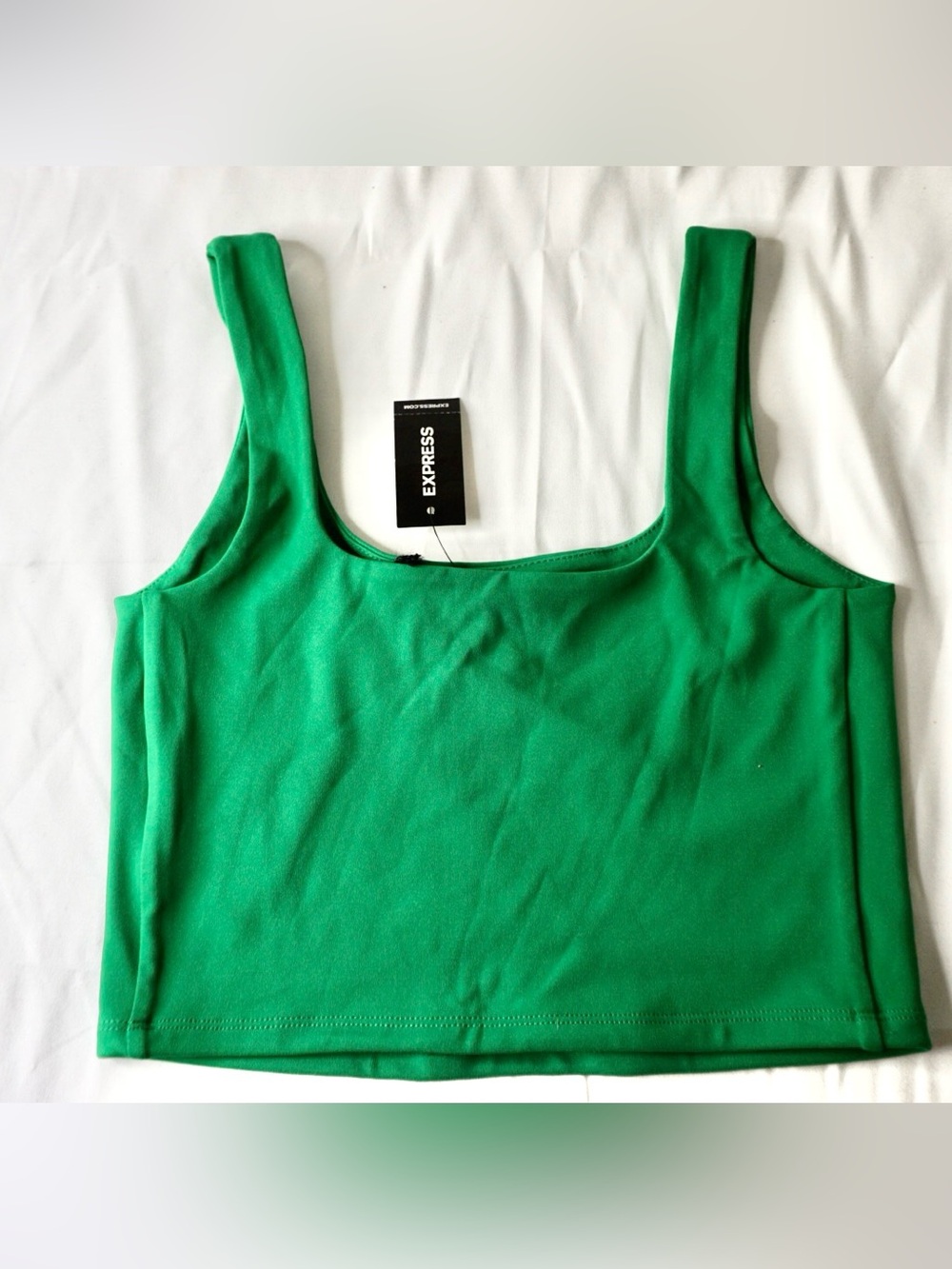 Express Green Square Neck Crop Tank